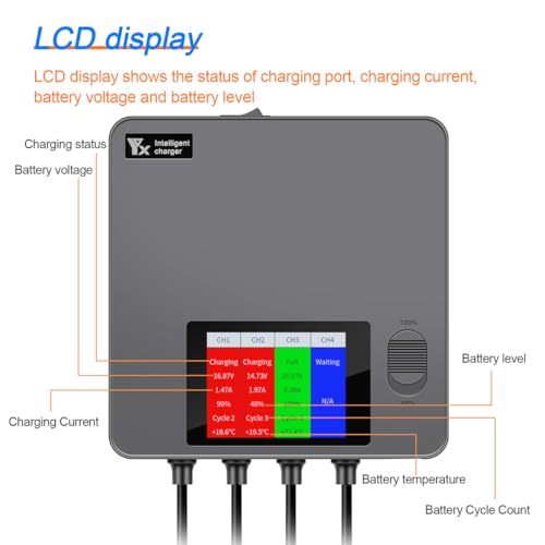 Hub de carga de batería para baterías DJI Air 3 con indicador de energía LCD 3