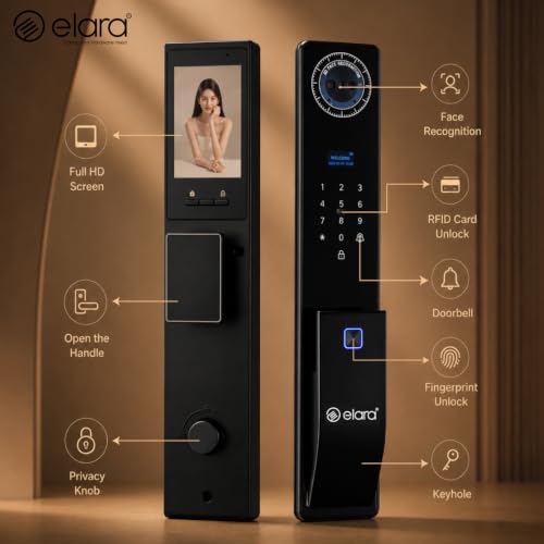 Image of Elara APEX PRO 2026 - Segment's First Waterproof Smart Lock | 9-in-1 Access Control with Palm Recognition, Face Unlock, Fingerprint, PIN & App | 2-Year Warranty