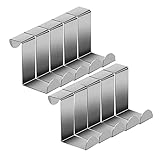 【Multiusos】 Los ganchos son de acero inoxidable, ligeros, duraderos y muy resistentes a la oxidación. Son ideales para colgar toallas o albornoces en el baño. o en la puerta / cajón del armario de la cocina para colgar bolsas de basura o bufandas.