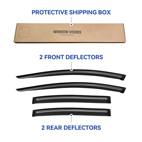 Image of Window Visors Rain Guards for 1997-2003 Chevy Malibu, Out-Channel Window Vent Wind Deflectors Visors Shades for 1997 1998 1999 Oldsmobile Cutlass Sedan