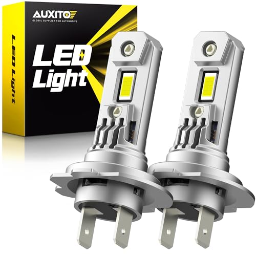 AUXITO New Upgraded H7 LED Bulbs, 20,000LM Ultra Bright, 6000K Xenon White, Wireless HB2 LED Bulbs, Halogen Replacement with Fan, Plug n Play, Pack of 2