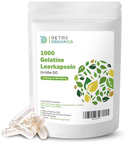 Detox Organica Leerkapseln 00 Gelatine 1000 Leere Kapseln zum Befüllen