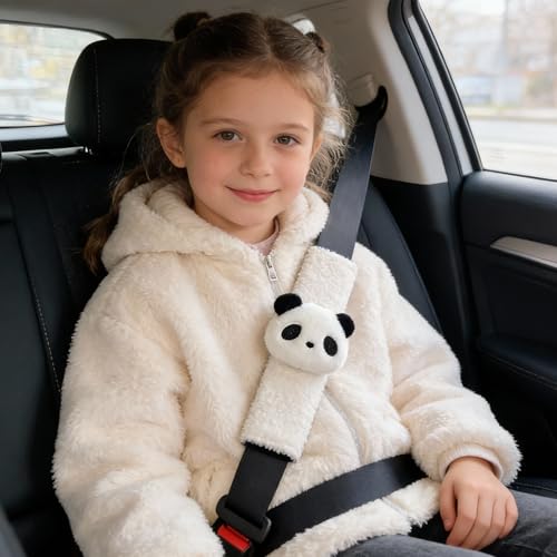 Zigihos 2 PCS Seat Belt Cover Pad, Cute Kawaii Animal Panda Seatbelt Covers for Kids and Adults, Winter Plush Fluffy Soft Seat Belt Cover, Cartoon Seatbelt Cushion,Car Seat Strap Pads (G-Panda) by Zigihos - Used condition - Image 5