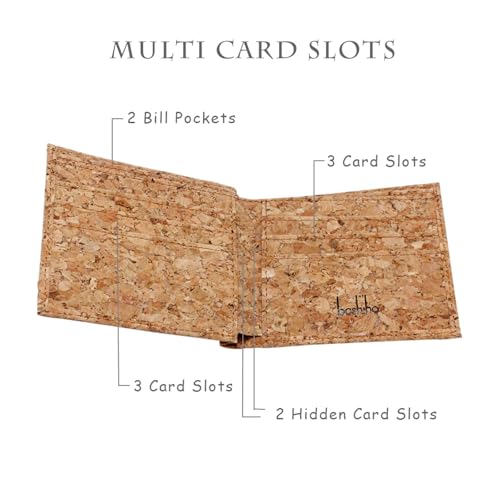 boshiho 2 Pcs Cork Wallet Slim Design Bifold Credit ID Card Holder Purse Unique Vegan Gift Ideas3