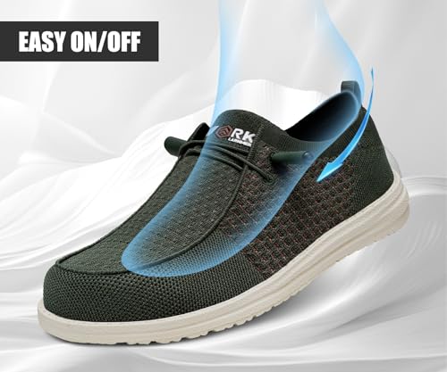 Image of LARNMERN Slip On Steel Toe Shoes Men Lightweight Comfortable Lounging Walking Sneakers Safety Work Steel Toe Loafers(7.5 Men, Army Green)