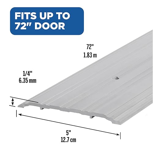Image of M-D Building Products 69808 Sturdy Aluminum Fluted Saddle Threshold, Mill Finish: Stylish Doorway Transition Draft Protection (1 /4-Inch by 5-Inch - 72-Inch) TH042