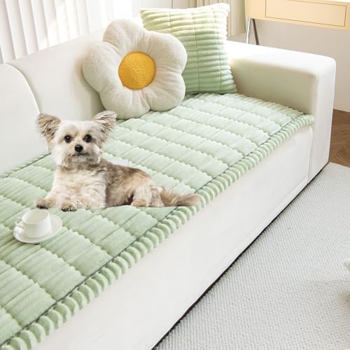 XSlive Plush Couch Cover for Dogs 3D Stripe Fuzzy Sofa Covers Washable