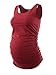 Ecavus 3PCS Womens Layering Maternity Tank Top Pregnancy Shirt Scoop Neck Sleeveless Ruched Vest (M, White/Navy/Wine Red)