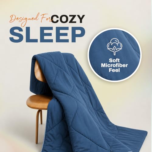 Image of DECORUM Reversible Comforter Double Bed 250 GSM | Blue & Ice Grey | Ultra Soft Microfiber Quilt | All Season Lightweight Comforter | (228 X 223 CM)