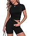 ZOOSIXX Two Piece Workout Sets for Women - Summer Outfits 2 Piece Short Gym Set Casual Lounge Vacation Matching Clothing Black Medium