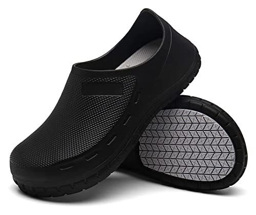 Men Non Slip Chef Shoes, Waterproof Oil Resistant Kitchen Work Clogs, Food Service Shoes for Restaurant