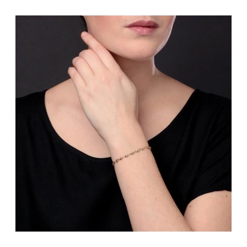 Bracciale Oro Giallo Maglia Grano di Caffè - Donna, 18 cm, oro