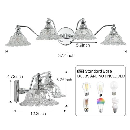 Image of XIEDUN Chrome 4 Light Vanity Light Bathroom Light