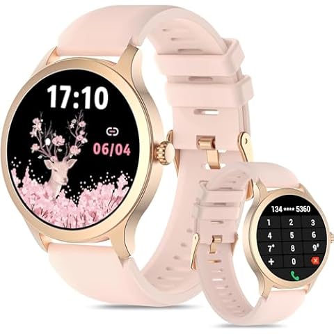 Tensky Smart Watch for Women Android & iOS, 1.32" HD Display, Fitness Tracker with Answer/Make Calls, IP68 Waterproof Blood Oxygen/Heart Rate/Sleep Monitor, Pedometer, 100+ Sports Trackers Cover