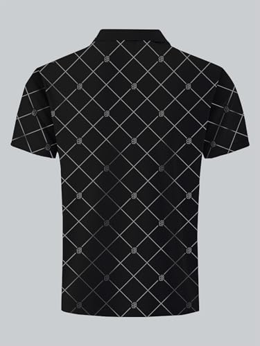Image of Noble Monk Men's Regular Fit Polo T Shirt |Half Sleeves |Geometric Pattern | Stylish T-Shirt for Men's