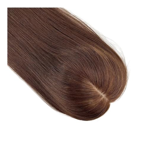 14 inch Real Human Hair Toppers for Women with Thinning Hair,Clip In Topper Silk Base Breathable Hair Piece �w�A�G�N�X�e���V����(Medium Br