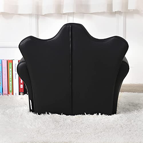 Getifun Kids Sofa Chair/Wooden Frame Toddler Upholstered Couch/Pvc Leather Children Chair With Ottoman For Baby Gift (Black) #TOP7