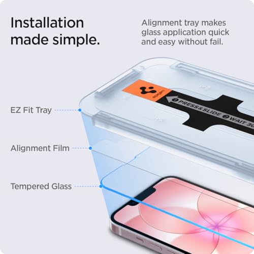 Image of Spigen EZ Fit Tempered Glass Screen Protector Guard for iPhone 17e /16e /14 /13 /13 Pro - 2 Pack [Sensor Protector]