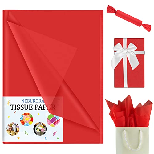 Image of NEBURORA 60 Sheets Red Tissue Paper Set Christmas Gift Wrap Paper | 14 X 20 Inch, Christmas Red Wrapping Paper for Gift Packaging Filler, DIY Art Crafts, Birthday, Wedding, Valentine's Decor