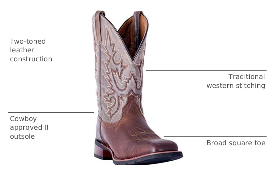 Image of Laredo Mens Montana Embroidered Square Toe Pull On Casual Boots Mid Calf - Brown