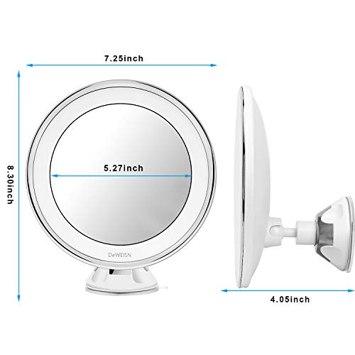 Lighted Makeup Mirror with Swivel Suction Cup - Wall Mounted, 10X Magnifying Travel Vanity Mirror Powered by USB or Battery, Portable Bathroom Makeup Mirror 360° Rotation for Cosmetic and Shaving - Thumbnail 4