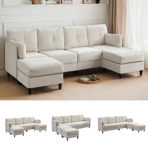 Mjkone Sectional Sofa for Living Room, Upholstered Comfy Cloud 4 ...
