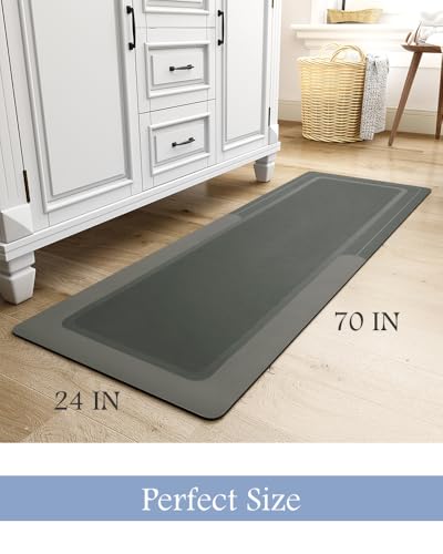 Image of MontVoo Bath Mat Rug Runner Long Bathroom Mat Rug Non Slip Super Absorbent Stain Resistant Quick Dry Thin Bathroom Rug Fit Under Door-Bath Mats for Bathroom Floor Bathtub Vanity-Bathmat 24 inchx70 inch