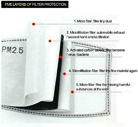 25/50/100 pcs PM 2.5 Filter Insert Replacements - Carbon Activated Filter Inserts for Face Covering - 5 Layer Filter Inserts for Protection - Shipped from USA (100pc)
