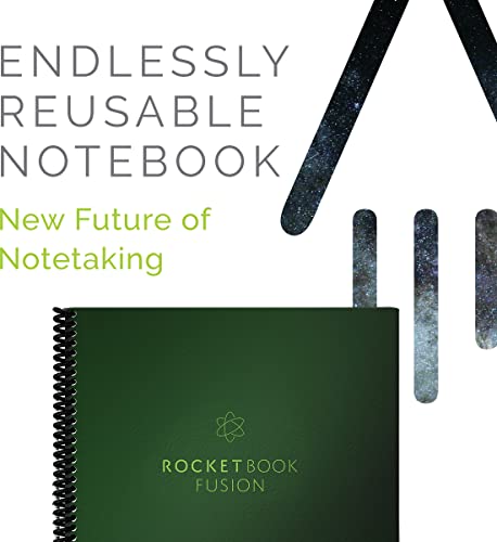 Rocketbook Fusion Smart Reusable Notebook - Calendar, To-Do Lists, And Note Template Pages With 1 Pilot Frixion Pen & 1 Microfiber Cloth Included - Terrestrial Green Cover, Letter Size (8.5" X 11") #TOP2