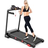 Smart Folding Treadmill w/APP Control and HiFi Bluetooth Speakers, 3.0HP Power 8MPH Speed Treadmill for Home