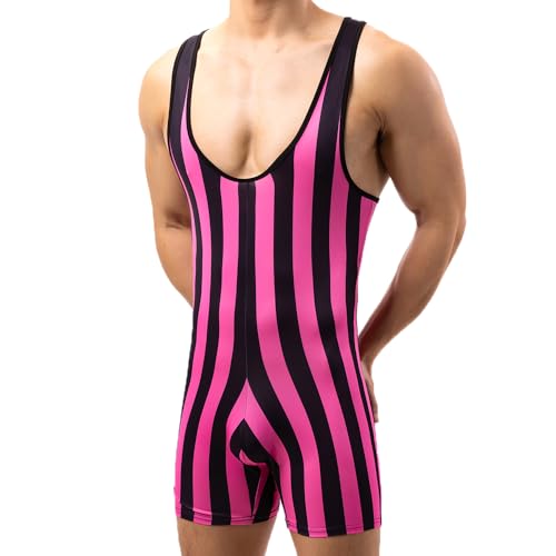 Men Striped Bodysuit Wrestling Singlet Seamless Active Jumpsuit One Piece Base Layers Athletic Supporters Leotard2