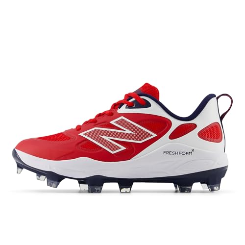 New Balance Women's Fresh Foam Velo V4 Molded Softball Shoe, Team Red/White/Team Royal, 10 M