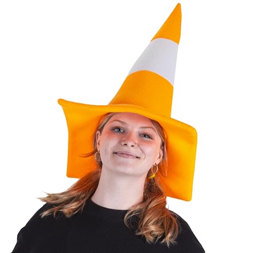 Orange Traffic Cone Hat - Funny Unisex Halloween Costume Accessory Headwear (Single) - Thumbnail 4