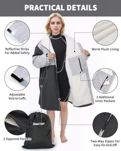Image of Owntop Swim Parka Adult Kids | Waterproof & Quick-dry | 2-Way Zipper | Oversized Hooded Changing Robe for Beach Pool