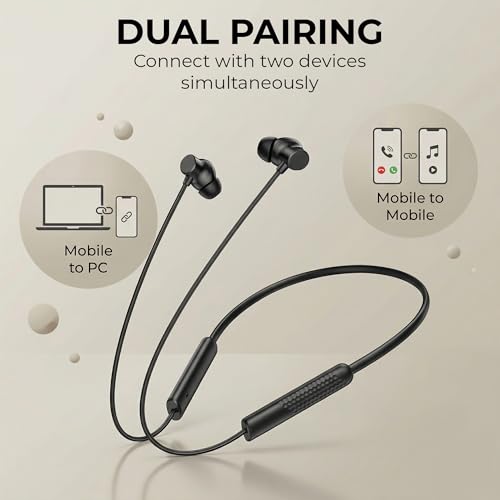 Image of Walta Bullet Z6 Wireless Bluetooth 5.4 Neckband Earphones with ENC Noise Cancellation, 13mm Bass Driver, Fast Charging Type-C, 20H Playback, Magnetic Earbuds, Sweat Resistant Headset with Mic (Black)