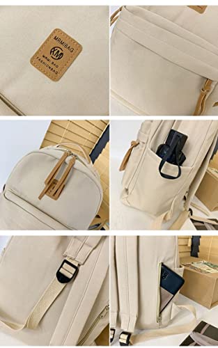 Sumleno Preppy Aesthetic Backpacks for Women Men - Cute Bookbag Travel Laptop Backpack Casual Daypack for College Mochilas (White,One Size) 5