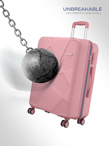 Image of Safari Pentagon Pro 8 Wheels 75cm Large Size Trolley Bag, Hard Case Polypropylene, 360º Wheeling Small Check in Luggage, Suitcase for Travel, Trolley Bags for Travel, Rose Gold