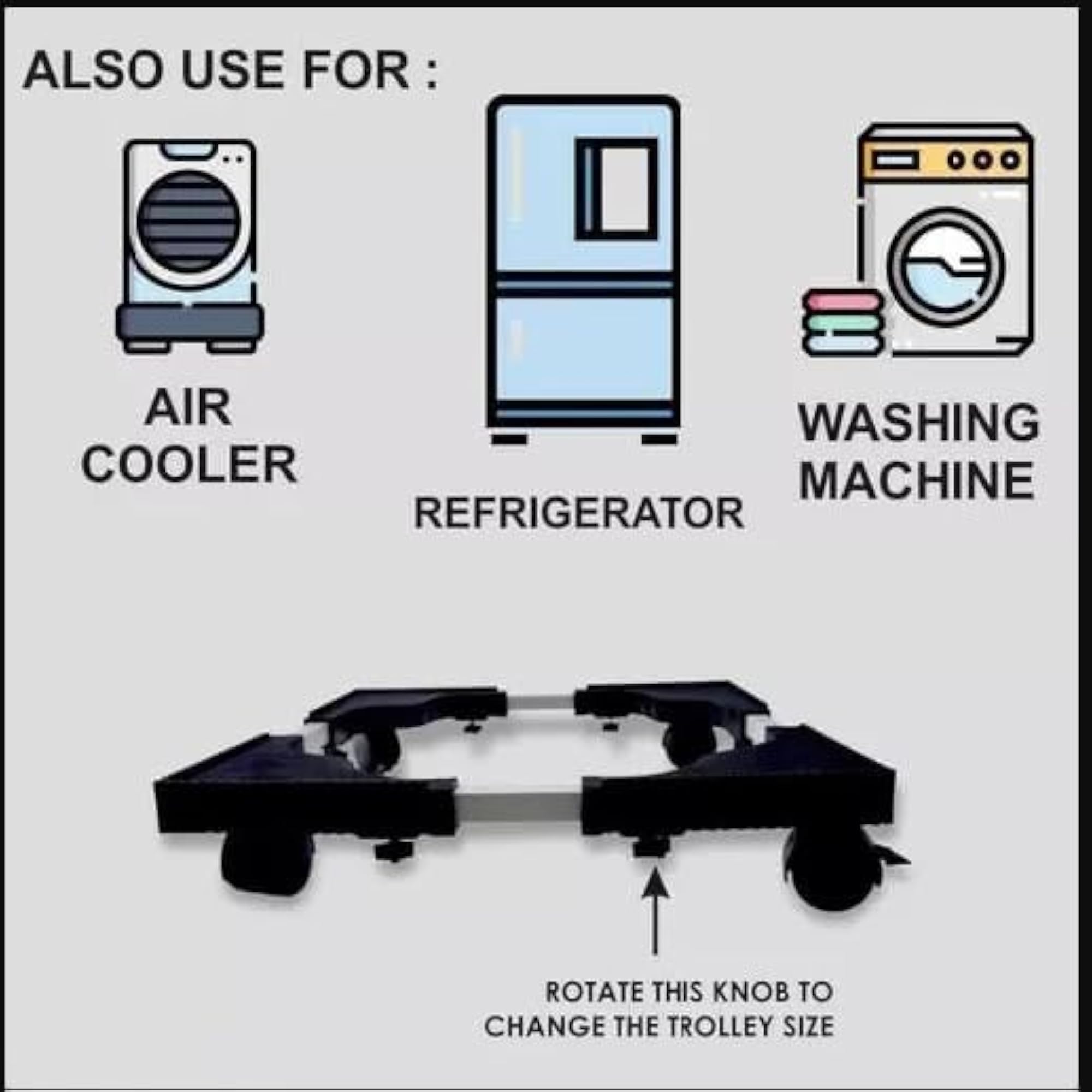 Washing Machine Stand with Plastic Wheels, 140 kg Capacity