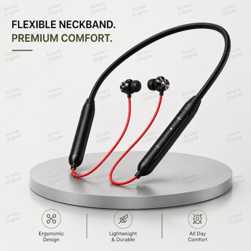 Image of for OnePlus Z2 ANC Neckband Earphone Bluetooth with Extra Bass Active Noise Reduction Fast Charging Magnetic Control (Red) (Neckband Z2)
