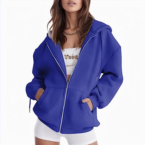 Sudadera azul para mujer con cremallera y capucha talla M 2