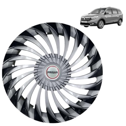 Image of PRIGAN Wheel Cover for Renault LODGY 15 Inch Silver Black Wheel Cap (Available in 15 Inch) (Set of 4 Pcs) (Press Fitting) Model- Swing DC-15