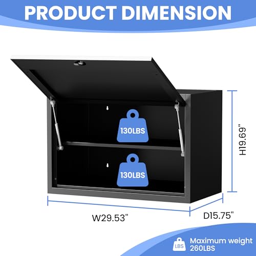 Image of Wall Mounted Metal Storage Cabinet, Garage Hanging Tool Cabinet