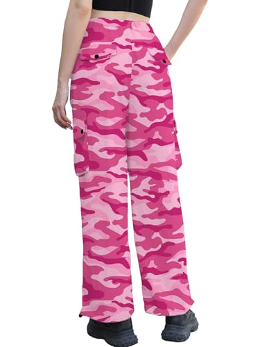 Image of Cromoncent Cargo Pants Girls & Women Parachute Pants Y2K Baggy Rave Clothes Waterproof with Pockets, 6 Years - 3XL