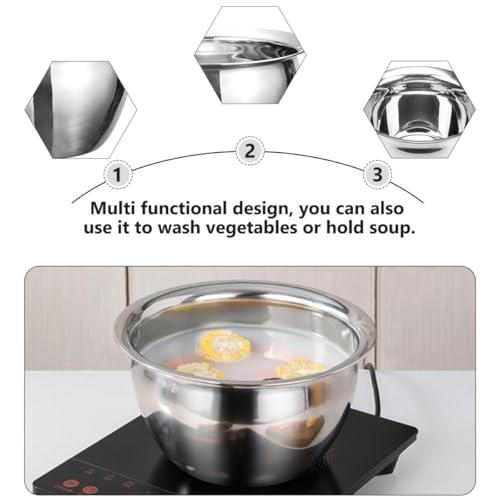 Tazón de acero inoxidable NUOBESTY 9 pulgadas para cocina miniatura 4