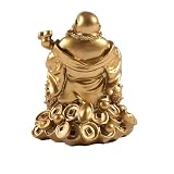 lachineuse - Statuetka Buddy z wróżbą - Złoty posąg małego Buddy 7cm - Dekoracja Feng Shui - Chiński Zen Deco Object do wnętrz, salonu, biura - Pomysł na prezent China Lucky Happiness