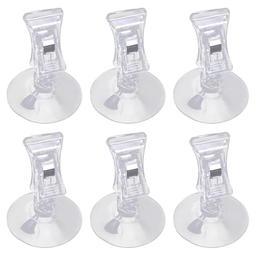 Fogbush Ventosas con ganchos, 6 ventosas para placas de cristal, ventosa con pinzas para ventanas, acuarios, ganchos de ventosa, pinzas para alimentos, paredes de cristal, uso doméstico, gancho de