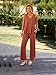 Kioxiuin Womens Sleeveless V Neck Tank Top Wide Leg Pants Casual Knit Outfit Set,Caramel,XXL
