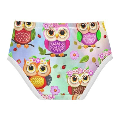 Cute Cartoon Colorful Owls Floral Girl Panties Cute Toddler Underwear Floral Cotton Fun Kids Briefs Undies 2t2