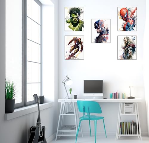 Lotustorm Superhero Watercolor Poster Superhero Room Decor For Boys Set Of 5 Unframed (8''X10'') Superheros Wall Decor Posters For Boys Room Nursery Kids Room Wall Decor Superhero Prints Playroom Decor thumb #4