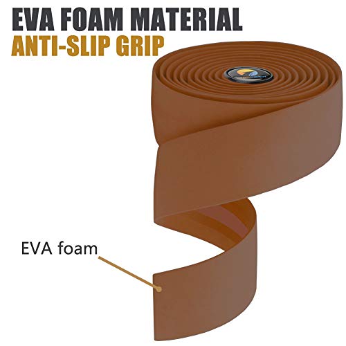 Topcabin Bicycle Bar Tape Eva Camouflage Series Comfort Road Bike Handlebar Tape Leather Bike Bar Tape With Bar End Plugs-2 Rolls (Eva Brown) #TOP2